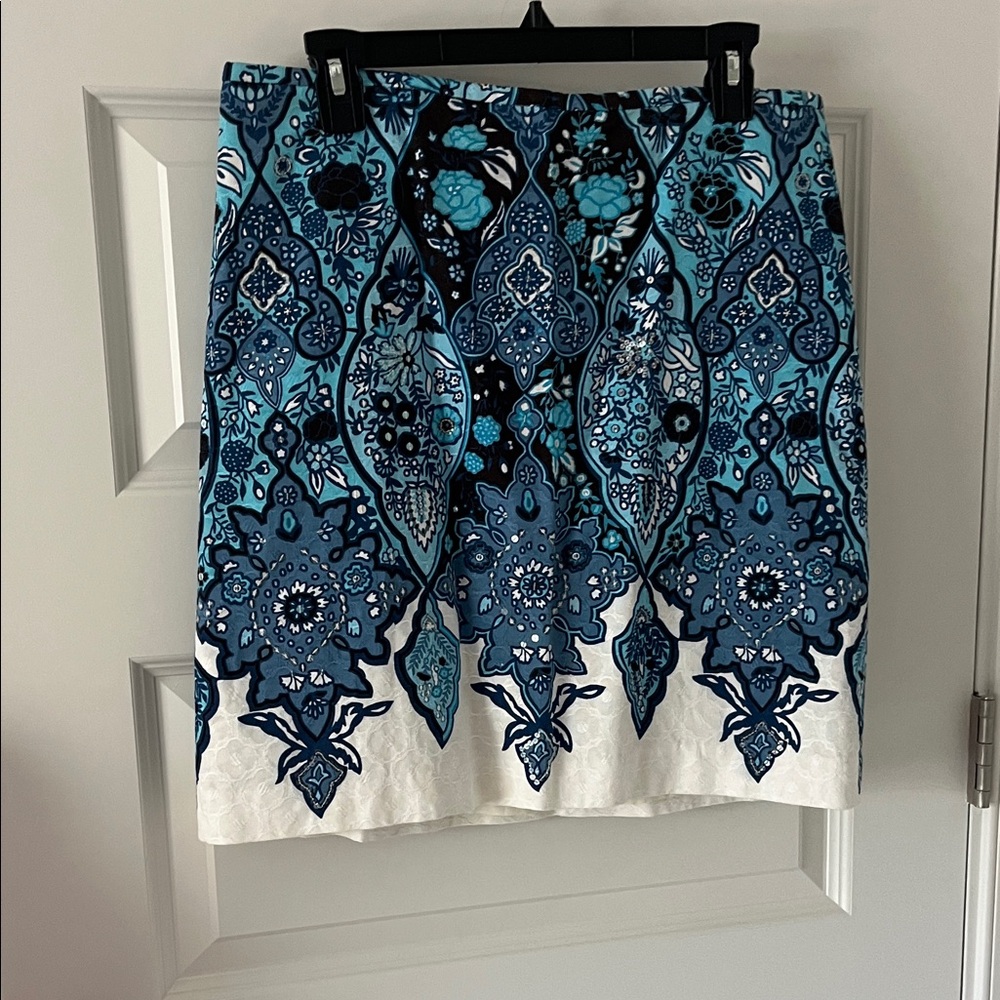 Ann Taylor Blue Floral Trim Dress